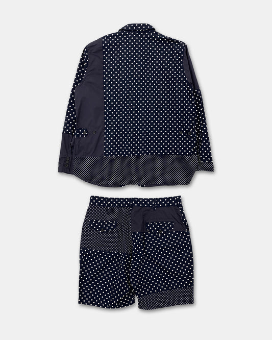 Engineered Garments SS2019 Polka Dot Cotton Blazer Jacket and Shorts Set Navy
