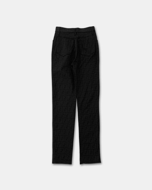 Fendi 1990s Monogramm Slim Stretch Pants Black