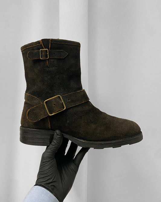 Fiorentini Baker 2010s Suede Leather Engineer Boots Brown
