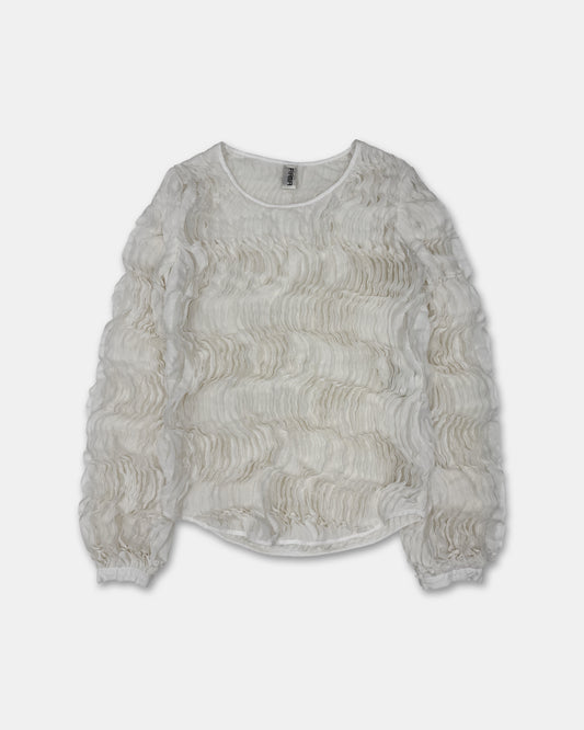 Firma Berlin 2000s Volume Ruffles Top Blouse White
