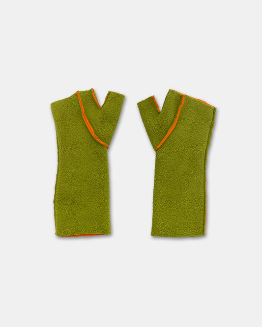 Selfmade 2010s Reversible Fleece Gloves Orange Green