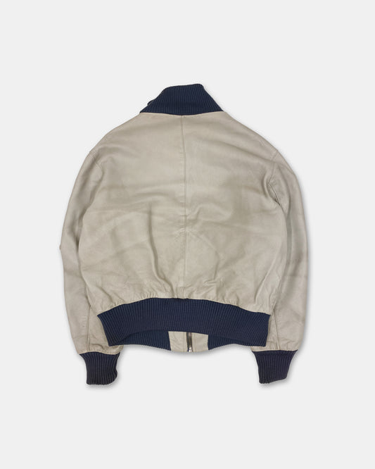 Vintage 1980s German Leather Flight Jacket White