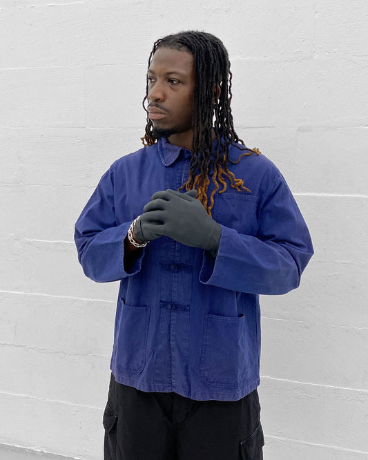 Vintage 1980s French Chinese Work Jacket Blue