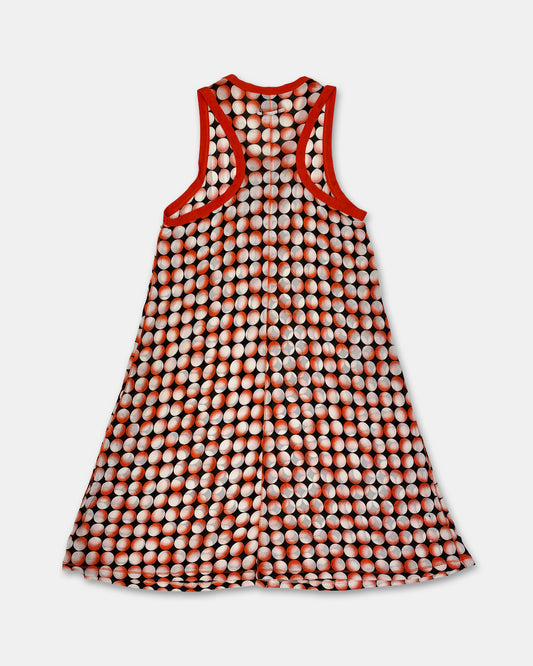 Jean Paul Gaultier Maille Femme AW1995 Cyberdot Silk Tank Dress Neon Orange Black