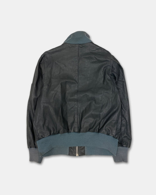 Vintage 2000s Leather Flight Jacket Grey