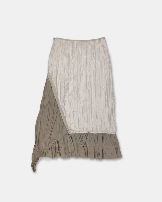 Germano Zama 2000s Striped Crinkle Skirt White Beige