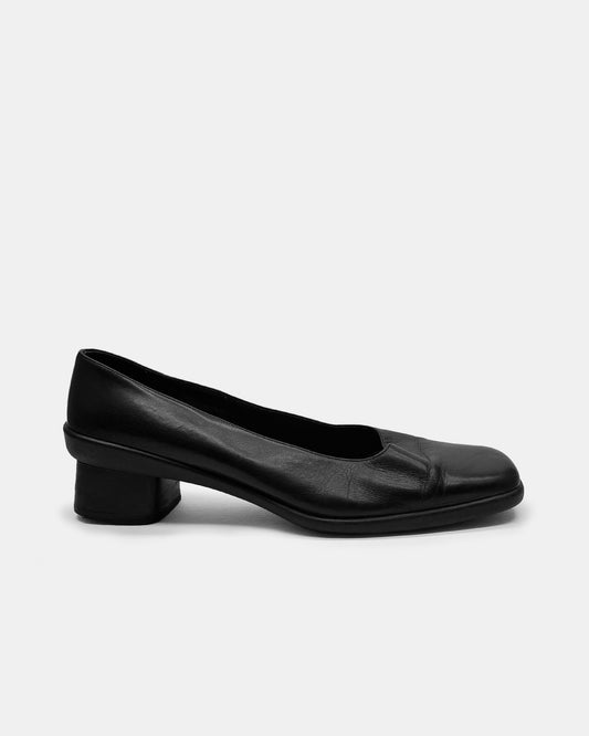 Giovanni Fabiani 2000s Leather Square Toe Heels Black