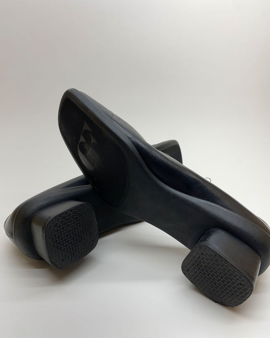 Giovanni Fabiani 2000s Leather Square Toe Heels Black