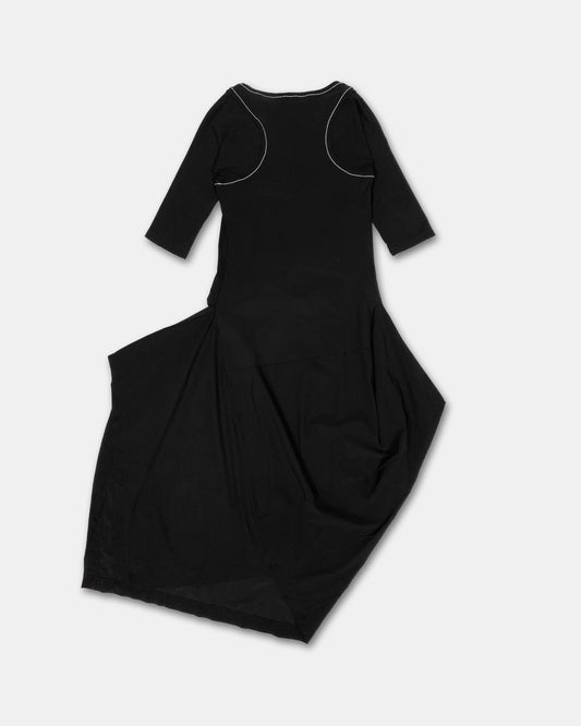 Marithé + François Girbaud 2010er asymmetrisches Stretchkleid schwarz