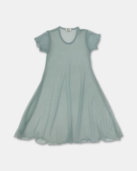 Marithé + François Girbaud 1990s See Through Mesh Dress Light Blue