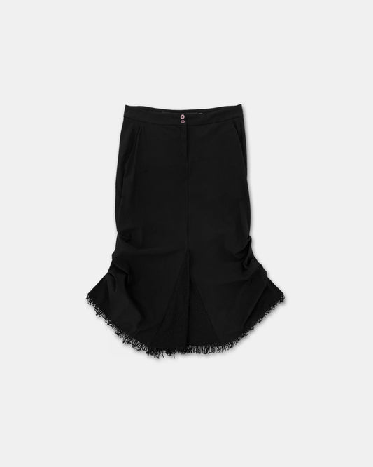 Marithé + François Girbaud 2010s Elastic Fringe Skirt Black