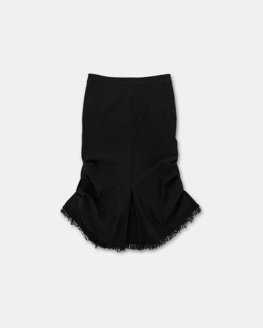 Marithé + François Girbaud 2010s Elastic Fringe Skirt Black