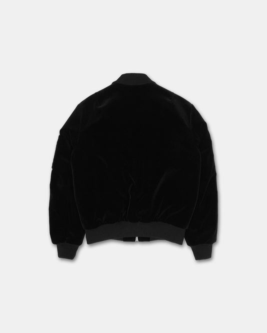 Harmony Paris 2010s Padded Velvet MA-1 Bomber Jacket Black