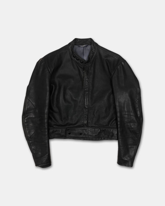 Harro 1970s Racing Leather Jacket Black