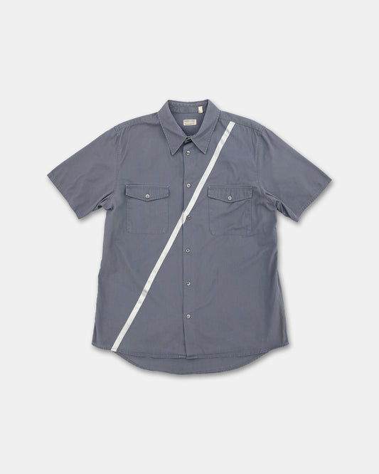 Helmut Lang 1998 Satin Striped Short Sleeve Shirt Grey