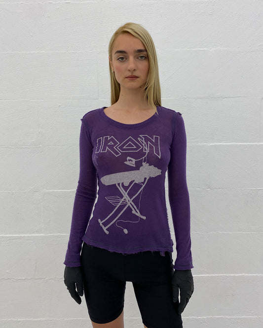 Hvana 2010s Iron Cashmere Longsleeve Knit Top Purple