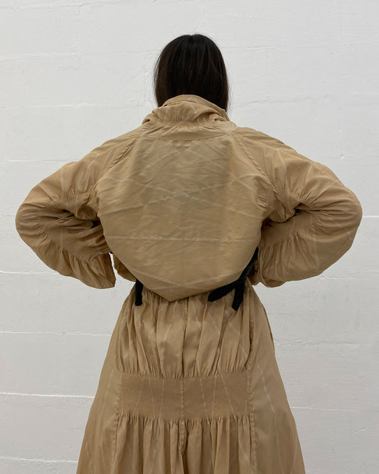 Issey Miyake 2000s A-POC Scrunch Coat Beige