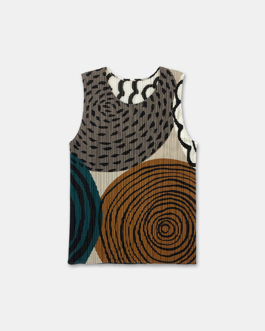 Issey Miyake 2010s Pleats Please Annual Ring Tank Top Multicolor