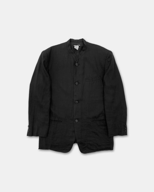 Issey Miyake SS1992 Stand Up Collar Linen Blazer Jacket Black
