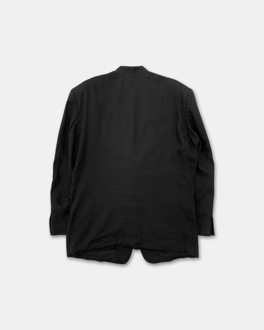 Issey Miyake SS1992 Stand Up Collar Linen Blazer Jacket Black