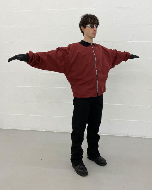 Junior Gaultier 1990s Oversized Chest Pocket Light Jacket Dark Red