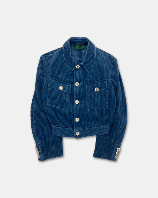 Junior Gaultier 1980s Cropped Cord Jacket Petrol