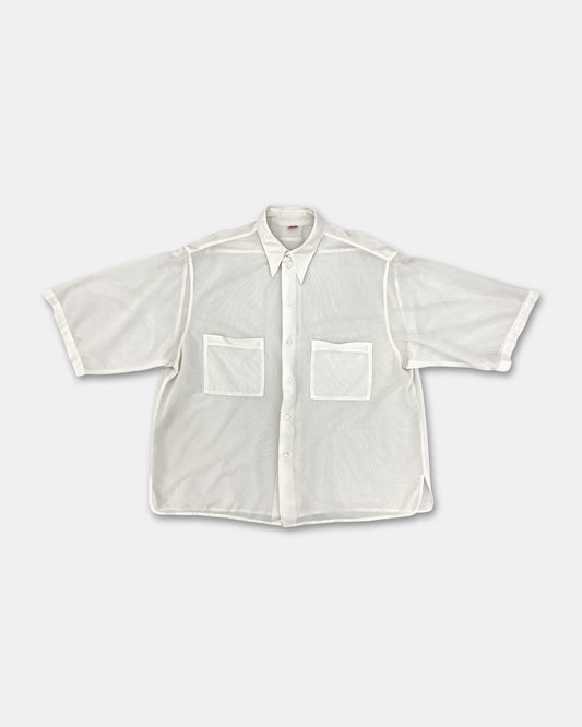 Jean Paul Gaultier Homme 1980s See Through Oversized Short Sleeve Shirt White