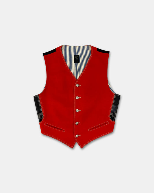 Jean Paul Gaultier Homme 1990s Suit Vest Red Black