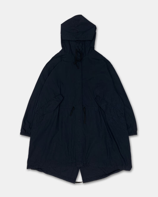 Jil Sander AW2020 Hooded Logo Fishtail Coat Navy