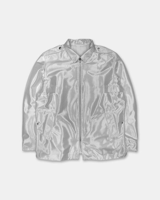 Jil Sander 1980s Shimmer Netting Jacket White Silver