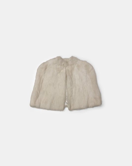 Vintage 1950s Rabbit Fur Cape White