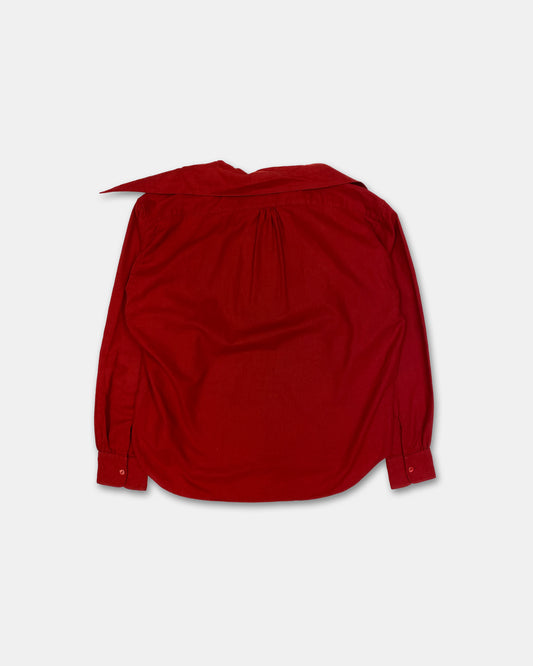 Kenzo 1980s Asymmetrical Big Collar Wool Blouse Top Red