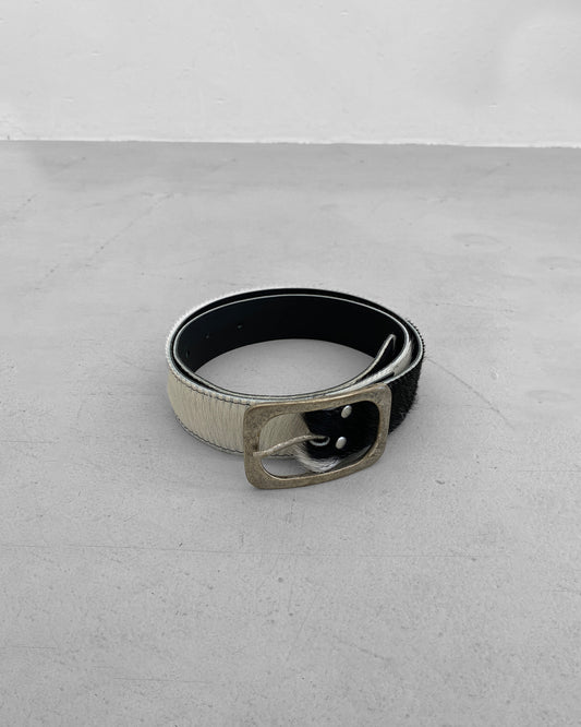 Van Buren Bolsward 2010s Cow Fur Belt White Black