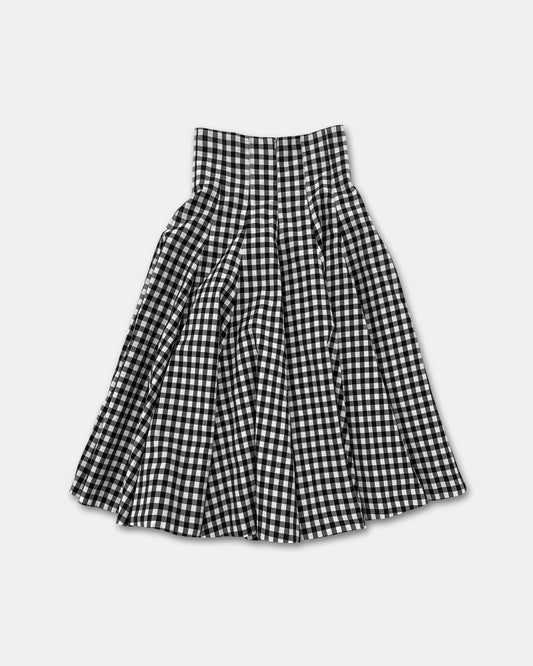 Alexander McQueen MCQ 2000s Gingham Checkered Silk Skirt Black White