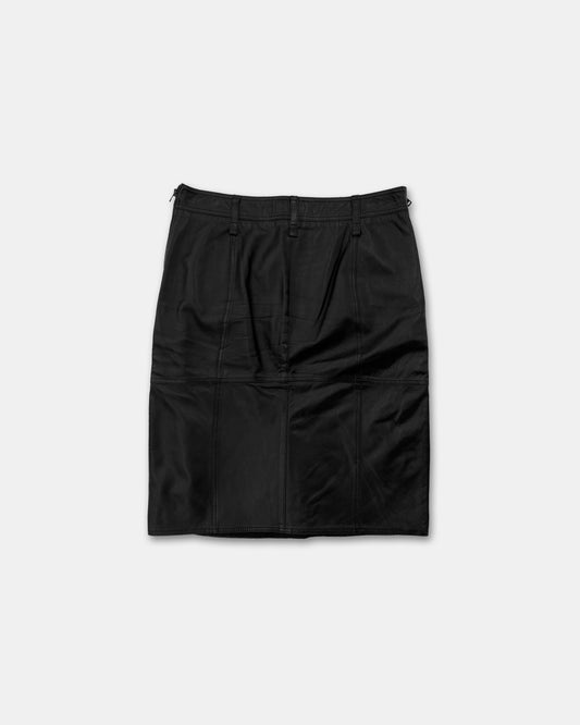 Marc Cain 2000s Full Zip Leather Skirt Black