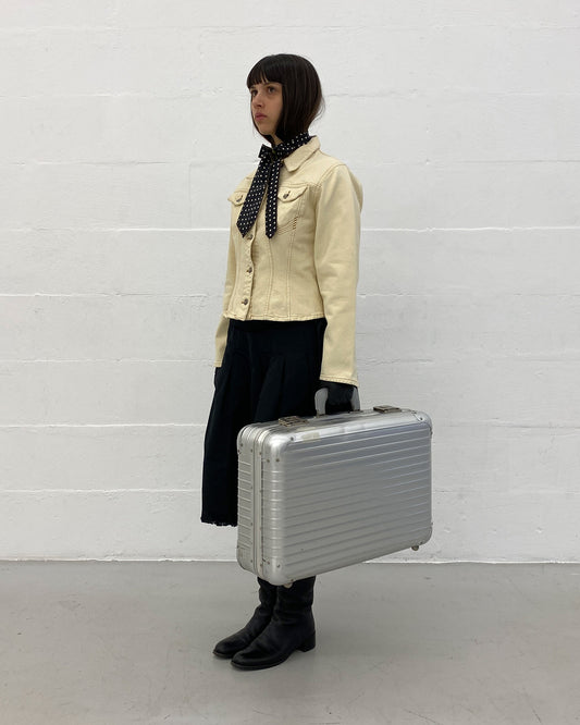 Gaultier Jeans 1990s Corset Cropped Denim Jacket Creme Beige