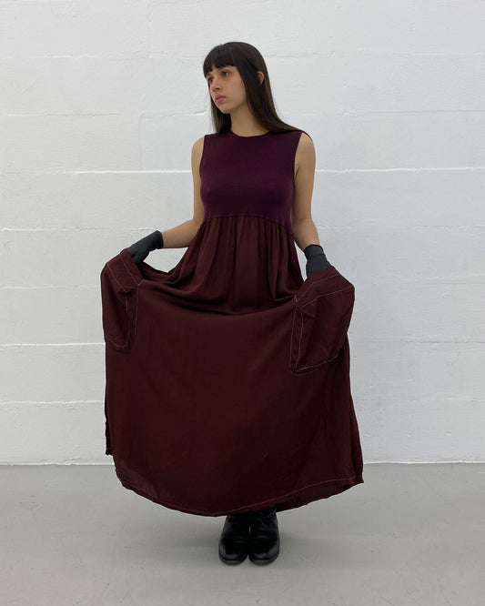 Marithé + François Girbaud 1990s Knit Nylon Tank Dress Purple