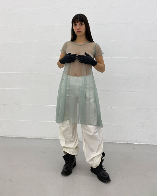 Marithé + François Girbaud 1990s See Through Mesh Dress Light Blue