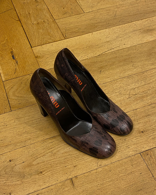 Miu Miu AW2000 Leather Heels Purple