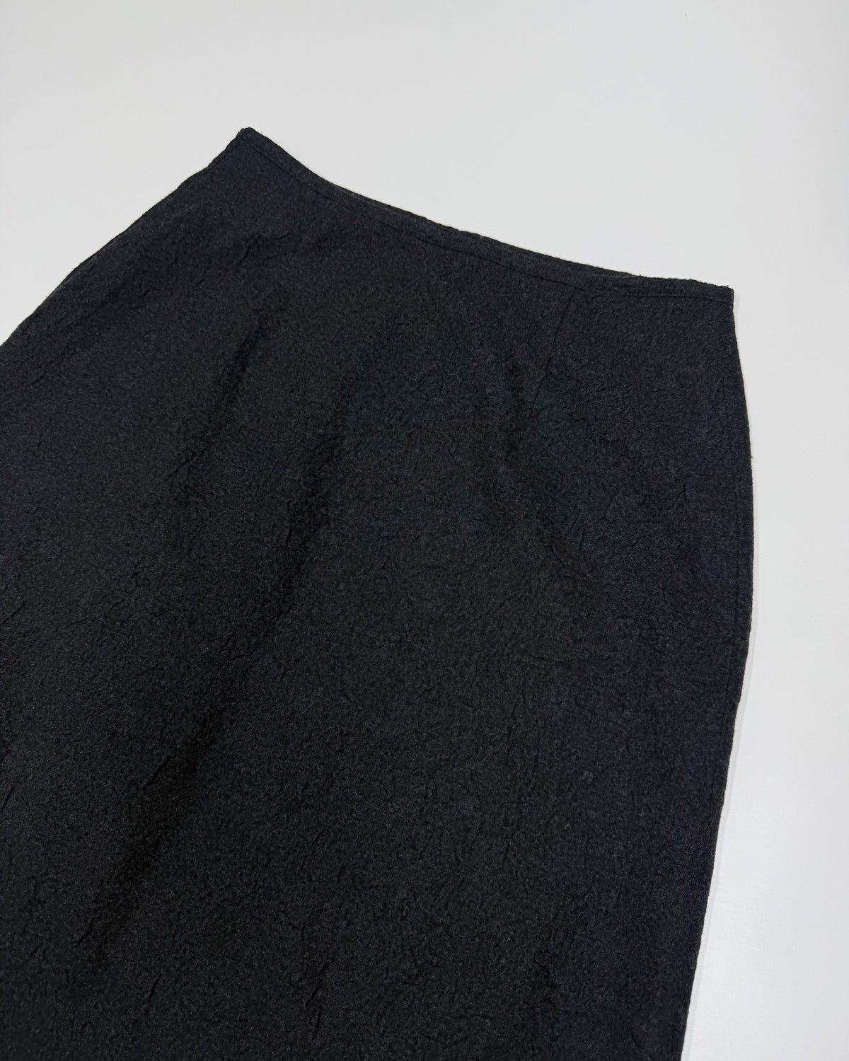 Vintage 2000s Structured Wool Maxi Skirt Dark Grey