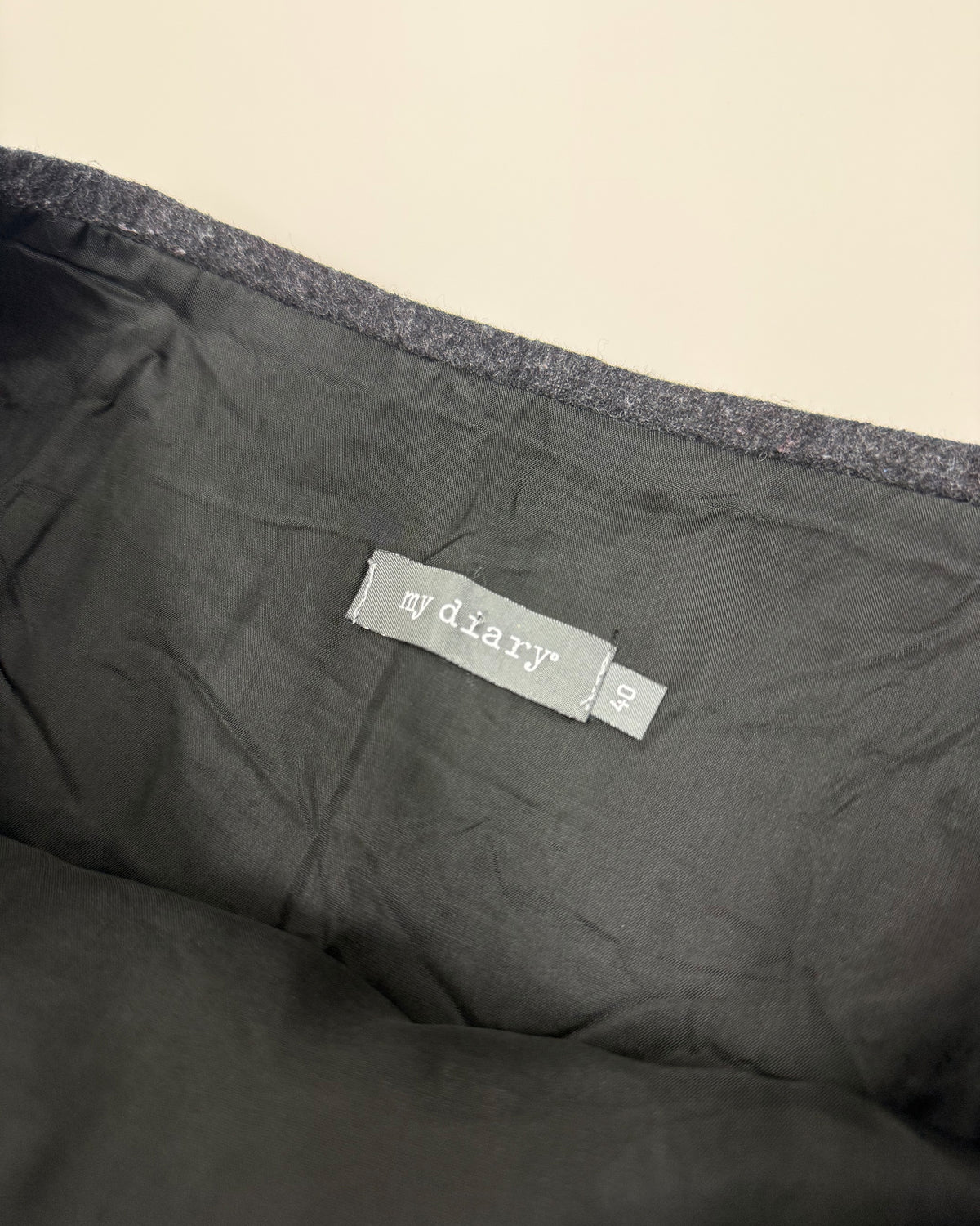 Vintage 2000s Structured Wool Maxi Skirt Dark Grey
