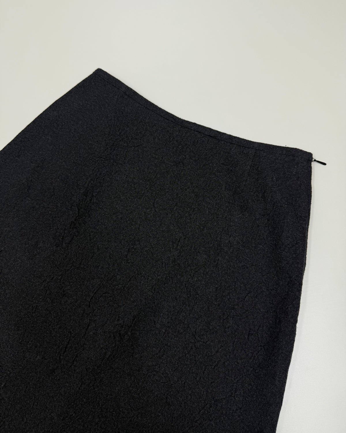 Vintage 2000s Structured Wool Maxi Skirt Dark Grey