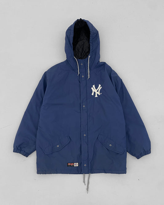 Vintage 1990s New York Yankees Padded Parka Jacket Navy
