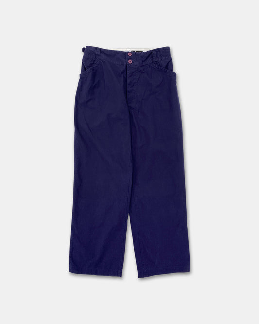 Vintage 1990s Adjustable Wide Leg Cotton Pants Navy