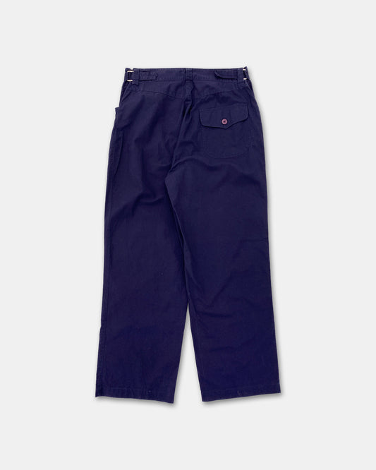 Vintage 1990s Adjustable Wide Leg Cotton Pants Navy