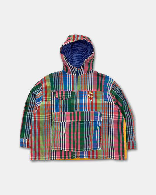 Oilily 1980s Madras Checkered Hooded Cotton Jacket Multicolor