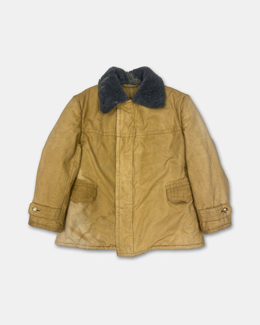 Vintage 1980s USSR Soviet Army Padded Parka Jacket Yellow