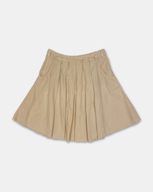 Patrizia Pepe 2000s Pleated Cotton Skirt Beige