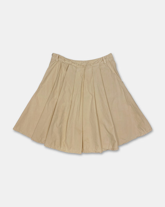 Patrizia Pepe 2000s Pleated Cotton Skirt Beige