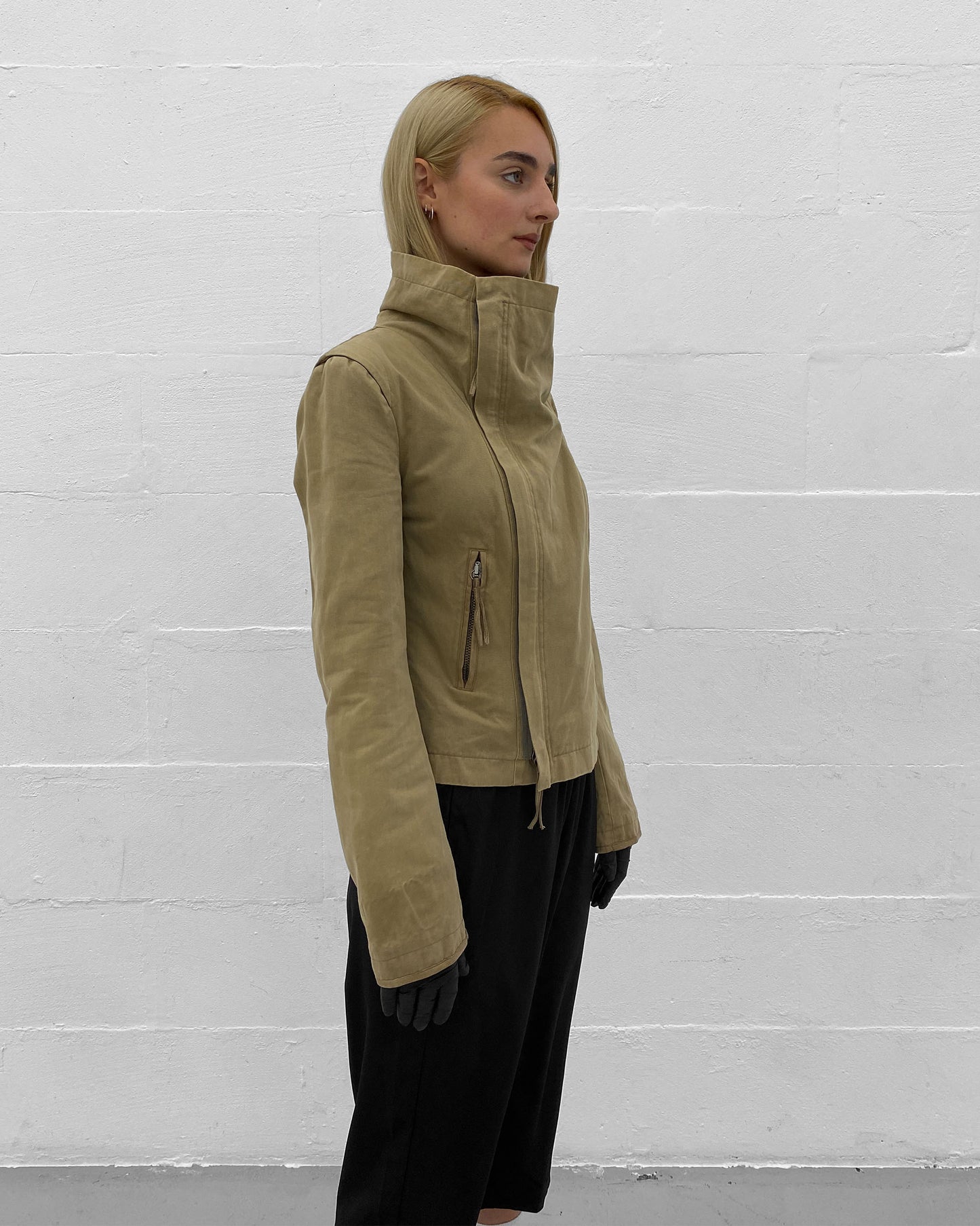 Patrizia Pepe 1990s High Collar Jacket Beige